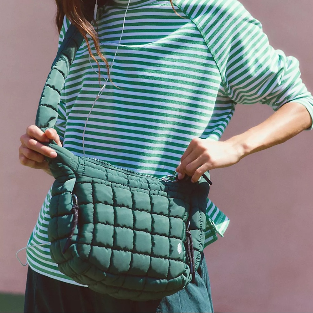 Brand New/Never Worn-Free People Movement-Quilted Crossbody Bag in Evergreen